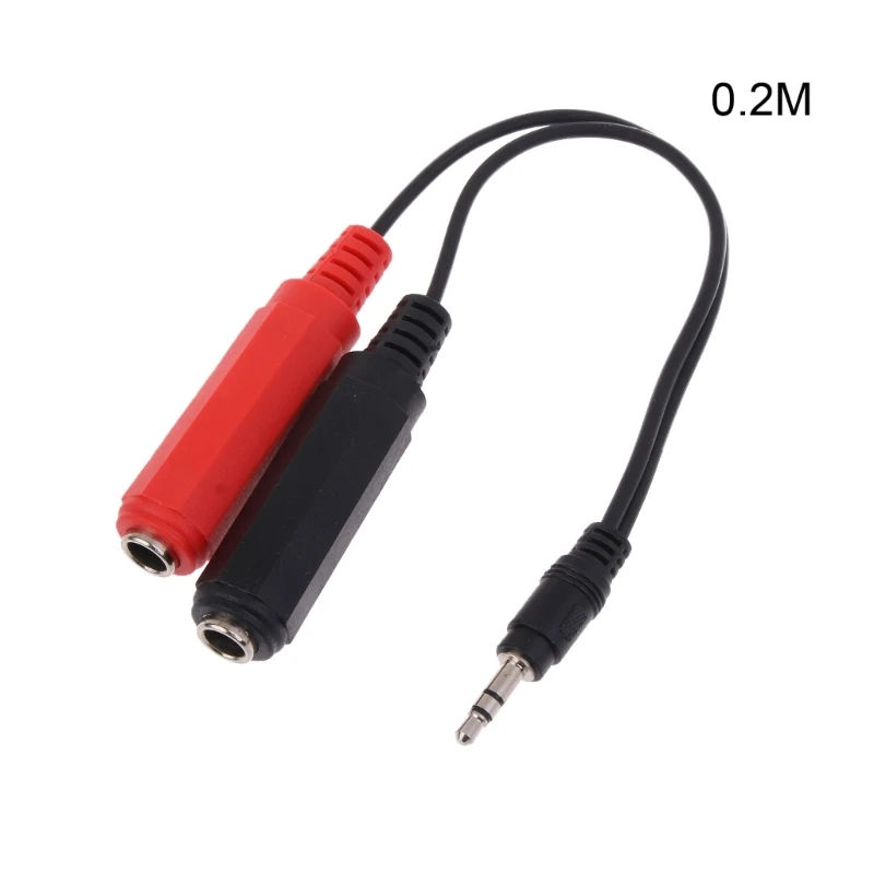 3.5mm Male Plug to Dual 6.35mm Female Jack Adapter  Y Splitter Cable 1/8