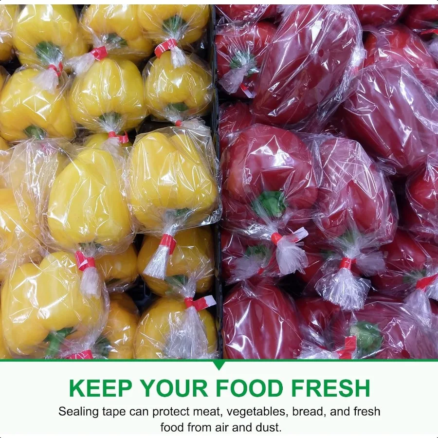 Nastro sigillante per sacchetti 3 8 pollici x 109 iarde 12 pezzi Nastro sigillante per sacchetti in plastica poli per l'imballaggio di verdure Torta di carne Glassa Uso del negozio
