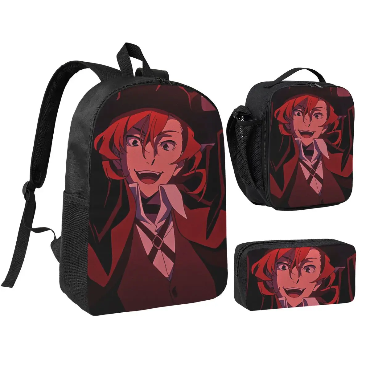 

Bungou Stray Dogs Chuuya Nakahara Backpack Student BookBag School Bag Shoulder Bags 3ps Insulated Lunch Bag Pencil Case