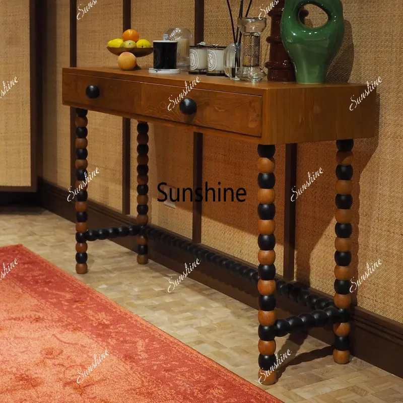 American rural solid wood desk writing desk foyer entrance art color matching