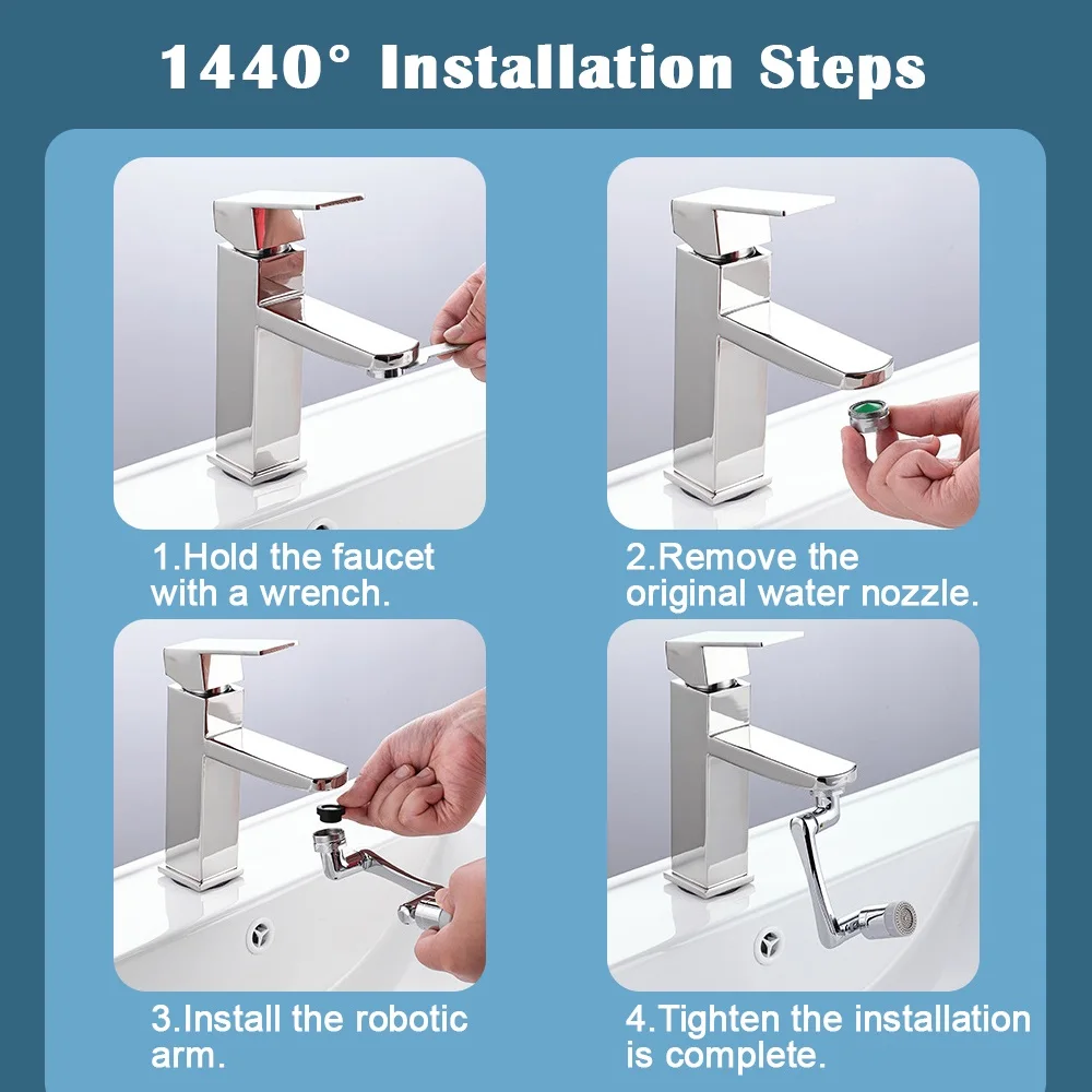 Water Tap Nozzle Universal 1080° Rotation Extender Faucet 1440° Splash Filter Kitchen Saving Water Sprayer Mixer aerator