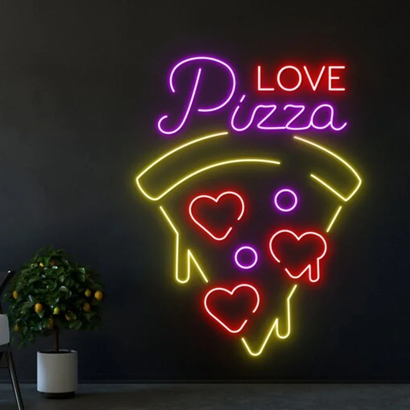 Pizza Store Open Neon Decor Custom for Pizza Neon Sign Decoration Neon Design Love Dimming Lights Art Led Light Night Lamp