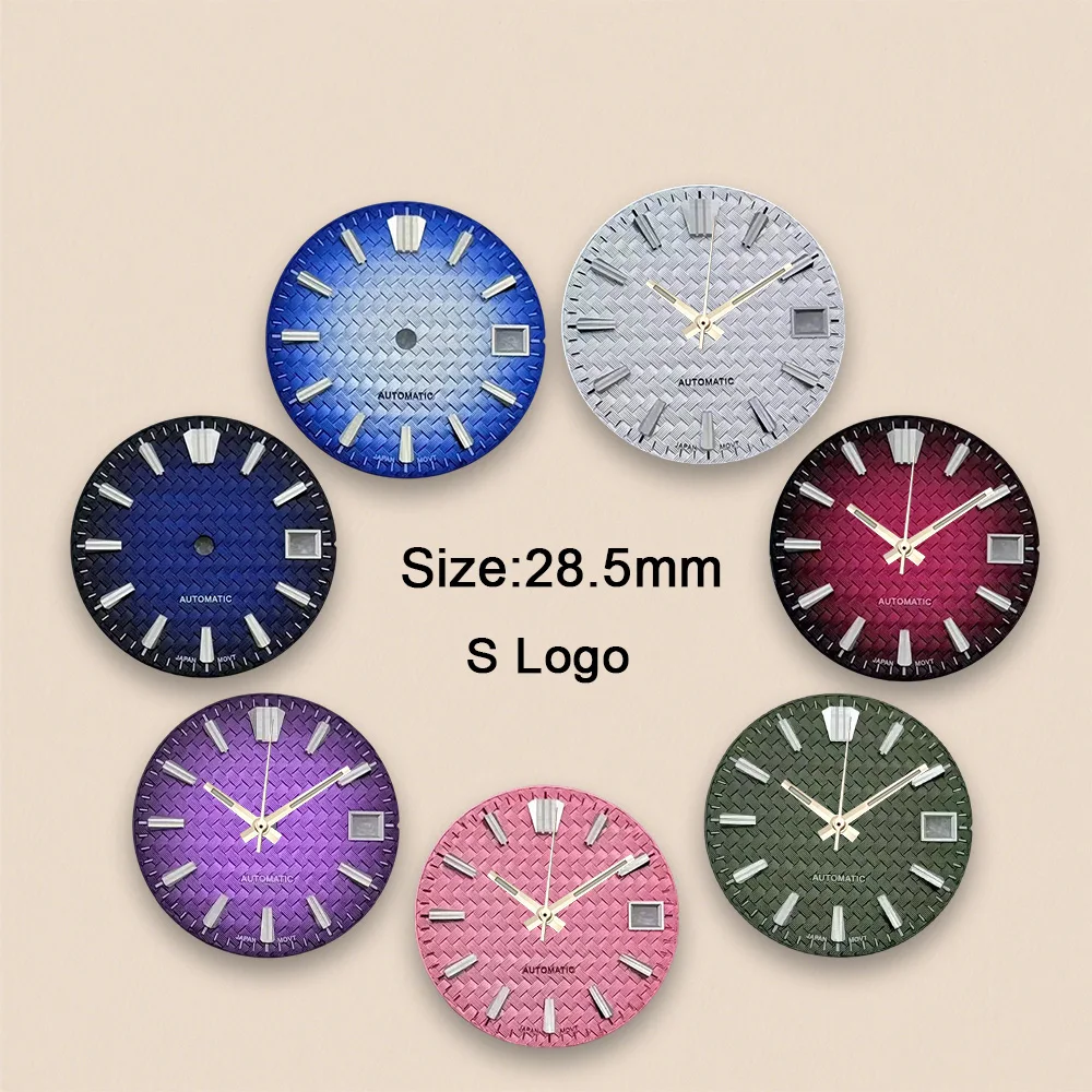 S Logo Gradient Purple Dial Watch 28.5mm Fit NH36/NH35 Movement No Luminous Modification Accessories