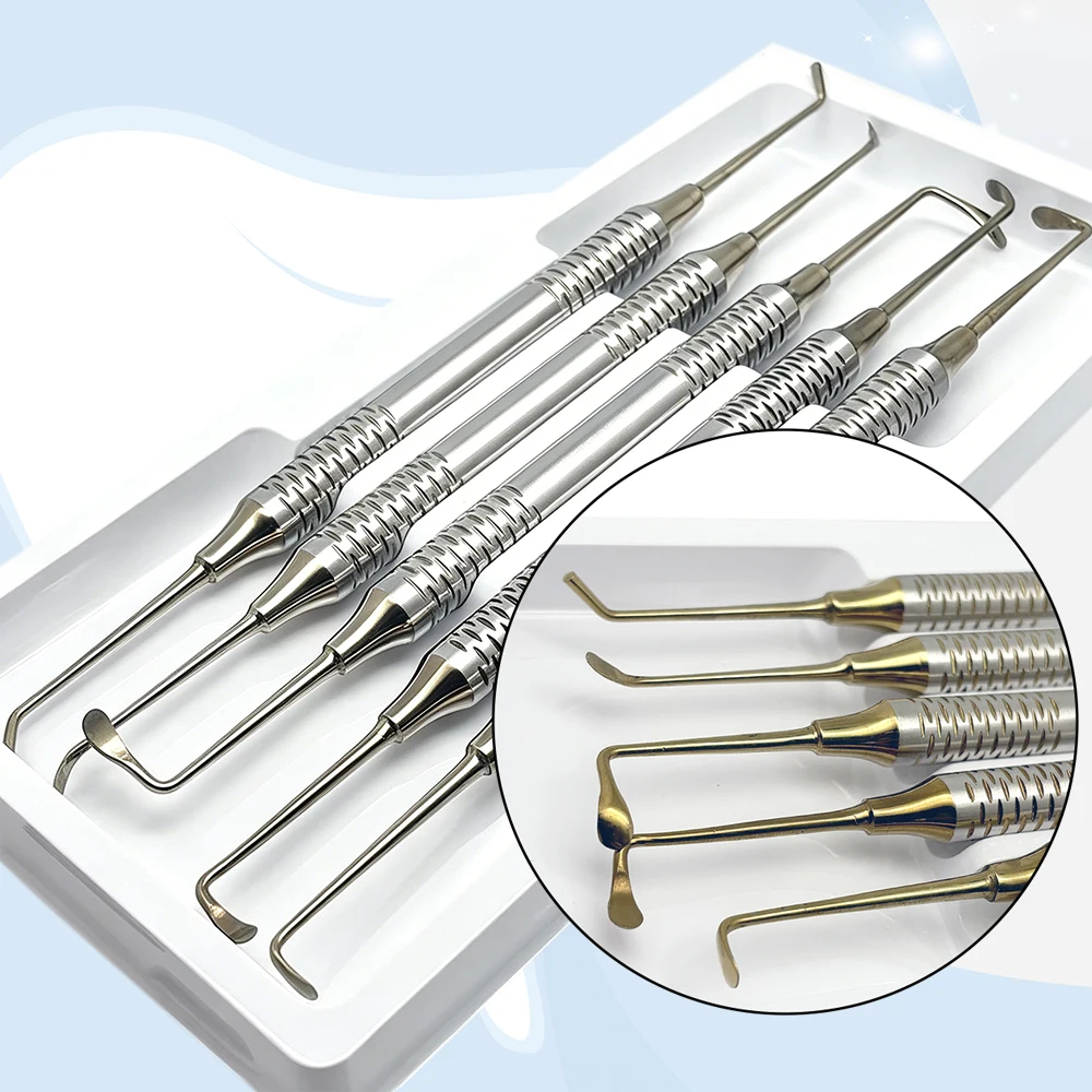 

5-Piece Stainless Steel Double-Ended Sinus Lift Elevator Kit for Dental Implant Bone Grafting and Sinus Augmentation Procedures