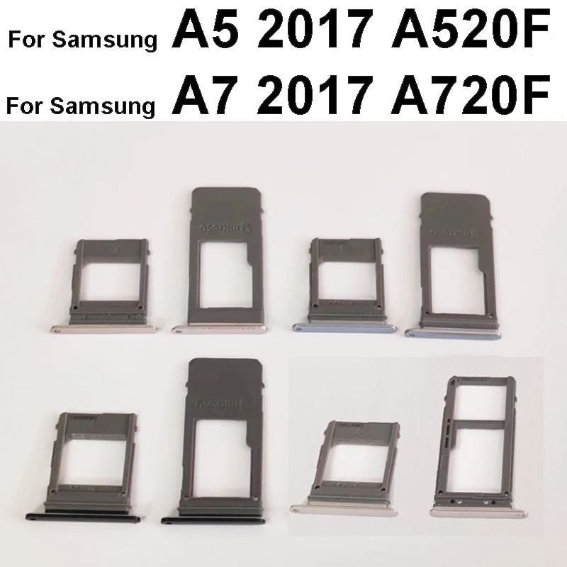 SIM Card Tray For Samsung A5 2017 A520F A7 2017 A720F Dual Single Card Tray Holder Card Slot Replacement Parts