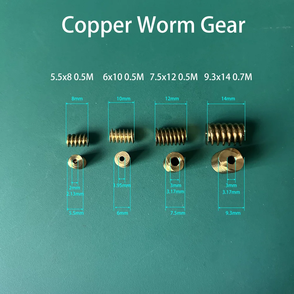 1Pcs 0.2M/0.3M/0.5M/0.7M Copper Motor Worm Gear Reduction Motor Gear Mechanical Metal Helical Pinion