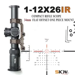 SKWoptics Rifle Scope Rings1-12x26, riflescope, mira de caça, montagem CNC, retículo tático 34mm