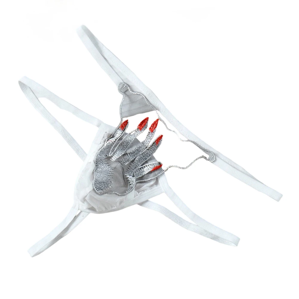 

Мужские кружевные сетчатые трусы-стринги с вышивкой, тонкими бретелями, прозрачное эротическое белье с анатомическим мешочком, унисекс-трусики