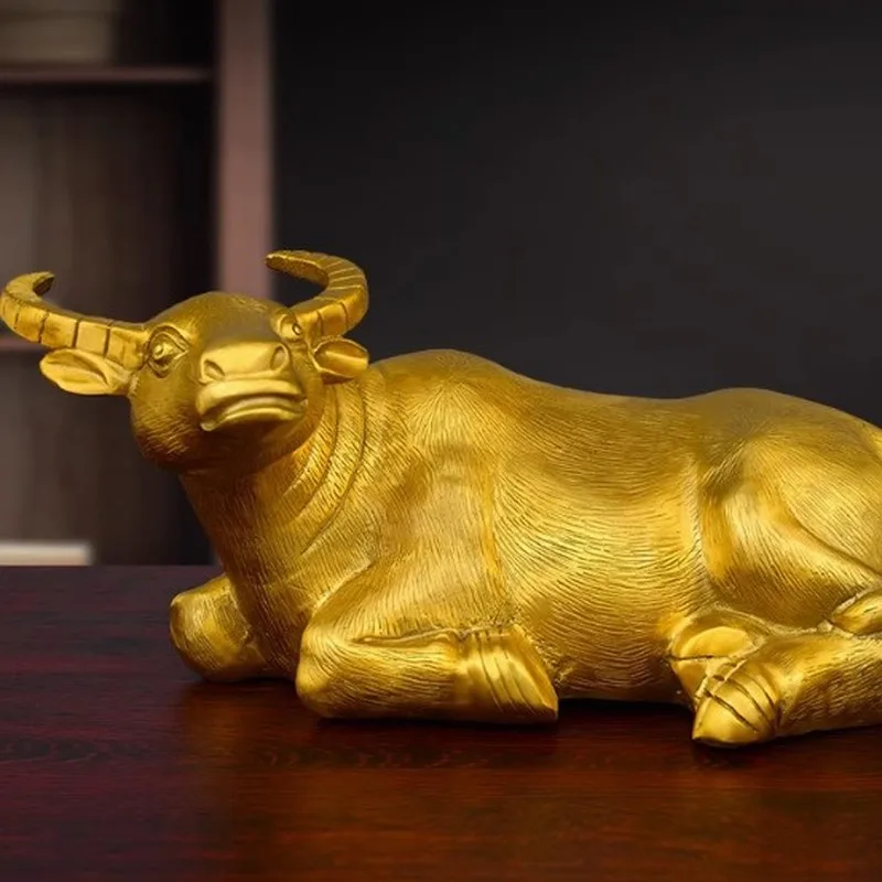 Brass Ox Figurine, a Pair of Ox Zodiac Statues, Ox Mascot, Auspicious Craft Decoration