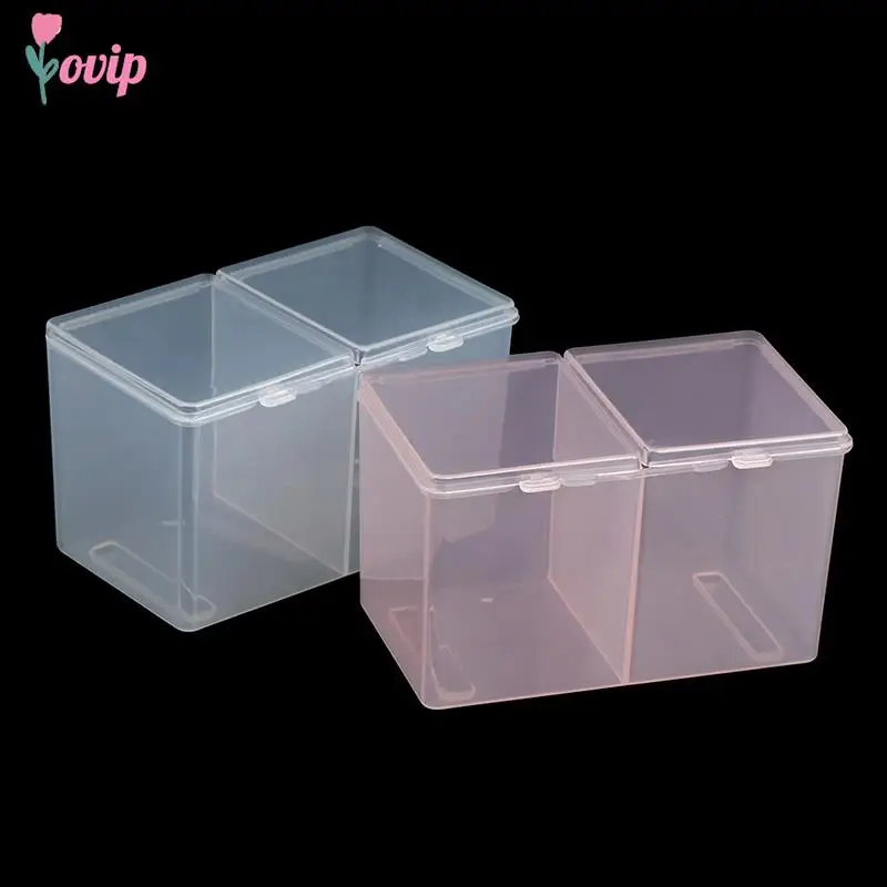 2 Slot Twin Well Empty Grids Portable Storage Case Wipe Pads Cotton Swab Container for Cotton Swabs, Balls, Makeup Sponges