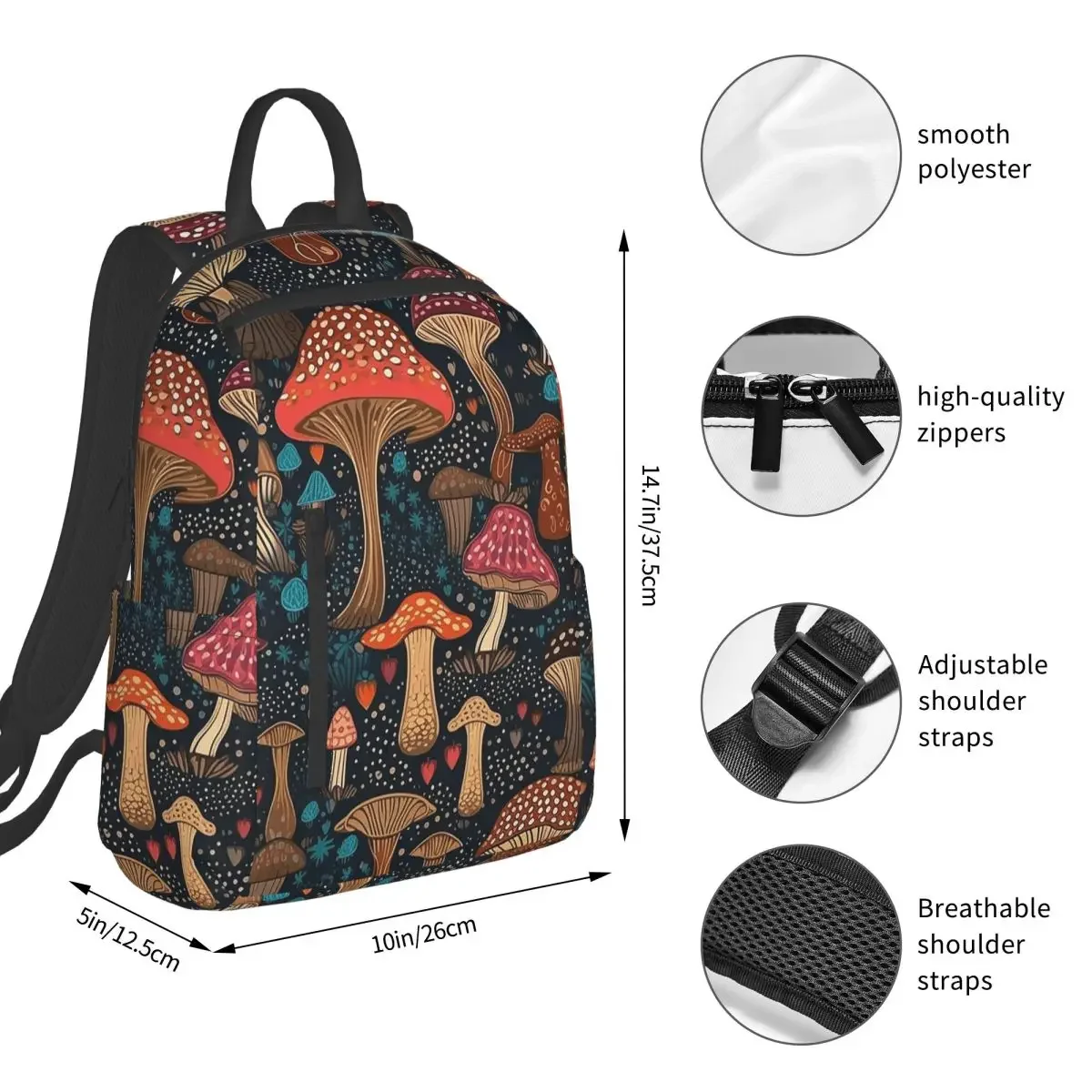 Psychedelic Magic Mushrooms Print Lava Backpack Student BookBag Children School Bag Computer Shoulder Bags Boys Girls