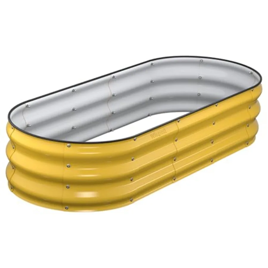 

Набор для приподнятой грядки 5x2x1 футов, оцинкованный ящик-клумба для улицы с защитным бортиком, большие металлические приподнятые грядки для выращивания овощей