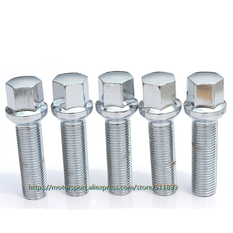 10pcs/lot 12x1.5 Ball Seat 35/40/45/50/55mm Extended Wheel Spacer Bolts For Mercedes Benz