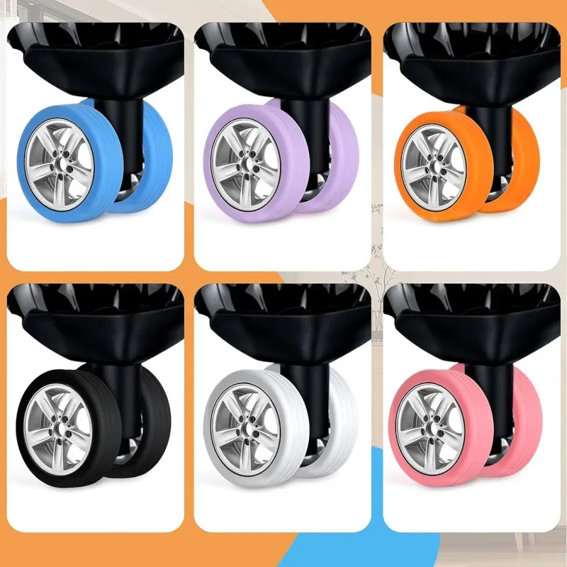 8 قطعة عجلات الأمتعة حامي سيليكون عجلات المذرة أحذية السفر الأمتعة حقيبة تقليل الضوضاء عجلات غطاء حماية الملحقات