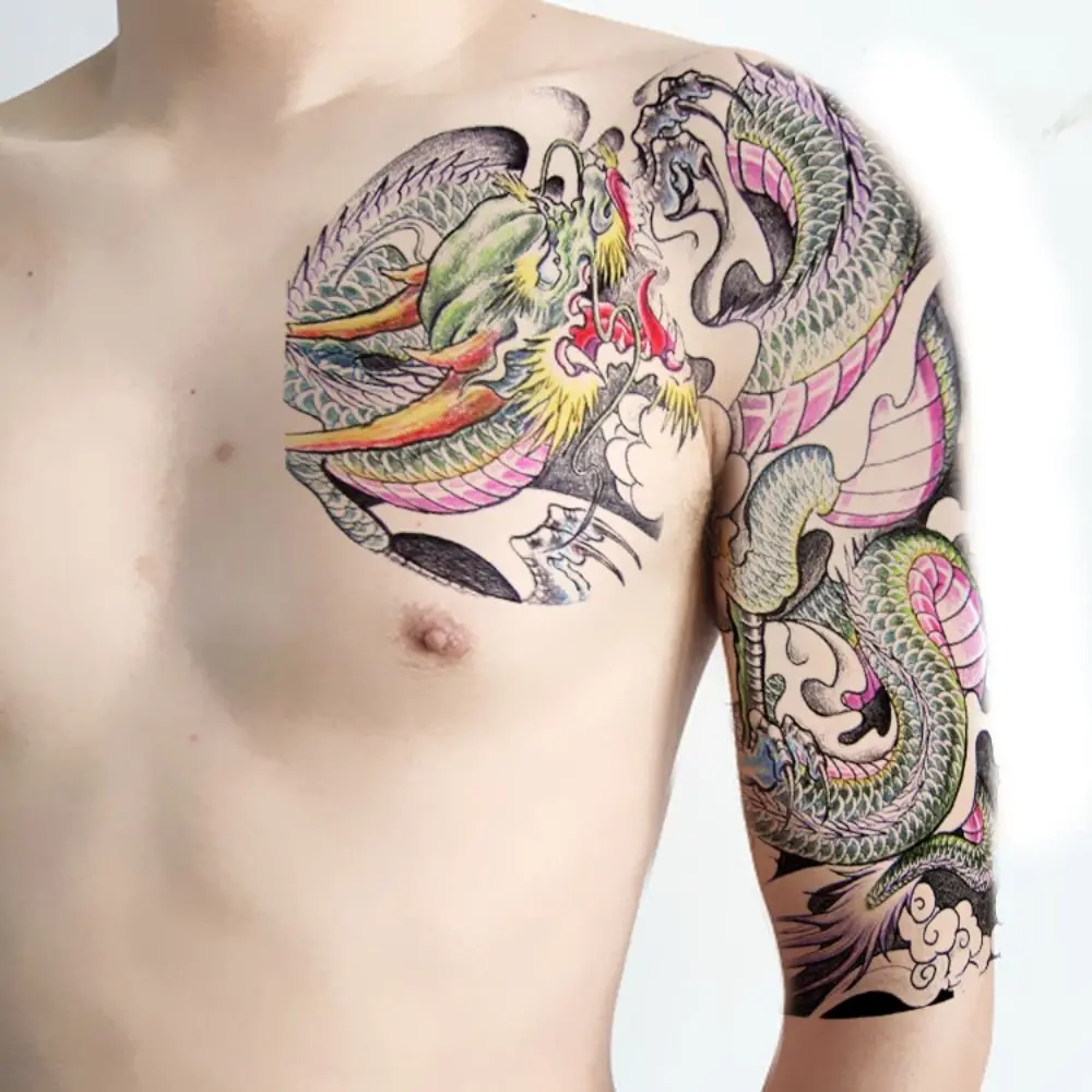 

Dragon Fake Tattoo Sticker Durable Waterproof Half Nail Tattoo Sticker Realistic Personalized Temporary Tattoo Sticker Men