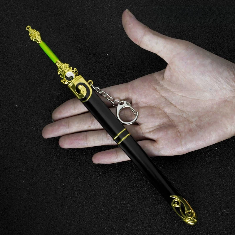Espada de nube de abeja de bambú verde periférico de animé de Ascensión inmortal con funda, modelo de armas de Metal, adorno de escritorio, juguetes para niños