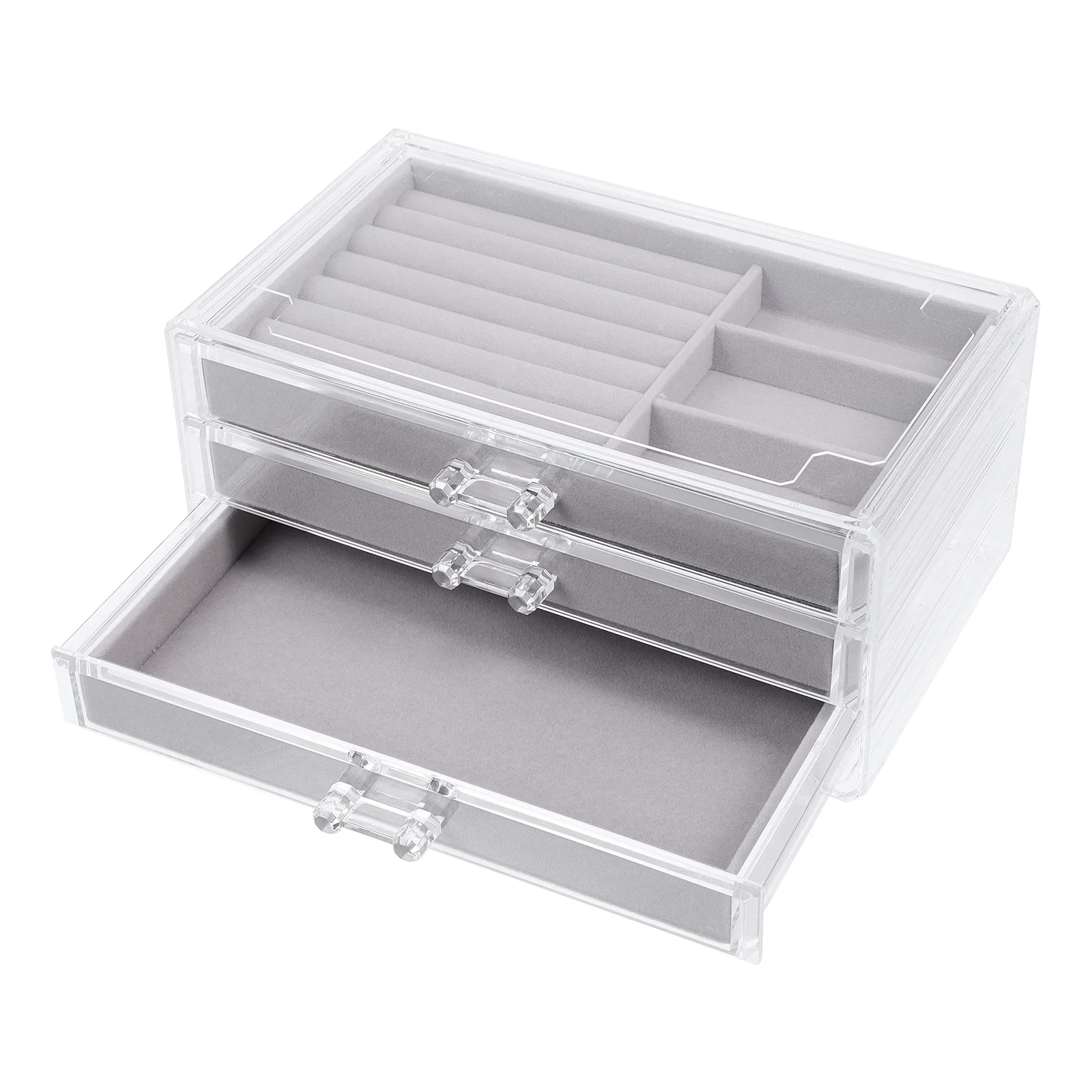 Jewelry Box Transparent Acrylic Drawer Multi-Function Desktop Organizer For Home Jewelry Storage Trinket Accessory Display