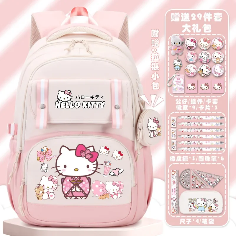 Sanrio New Hellokitty Student Schoolbag Children Cartoon Cute Casual and Lightweight Campus Backpack