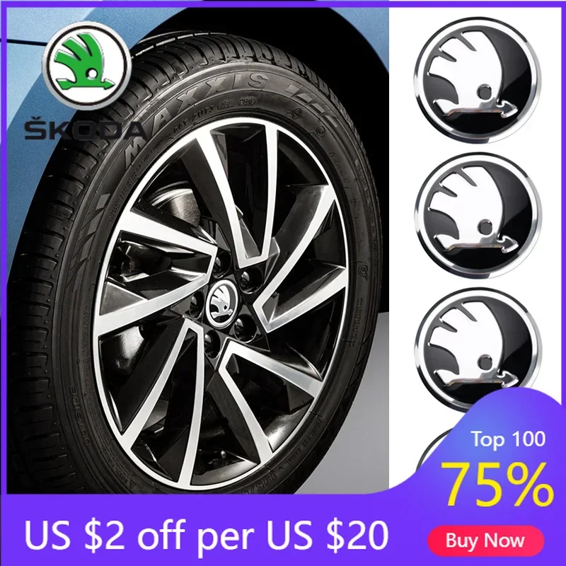 

Car Sticker 2025 New 4pcs 56mm Car Styling Wheel Center Hub Caps Rim Cover Badge Emblem Sticker For Skoda Rapid Fabia Octavia 2