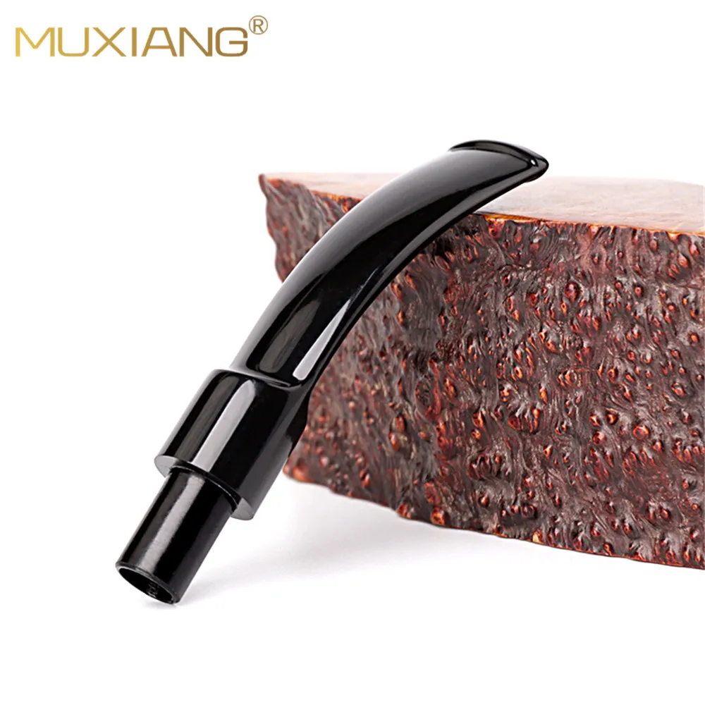 MUXIANG Dublin series tobacco pipes, handmade curved handle sandalwood pipe, 9mm pipe channel, with metal reinforcement ring