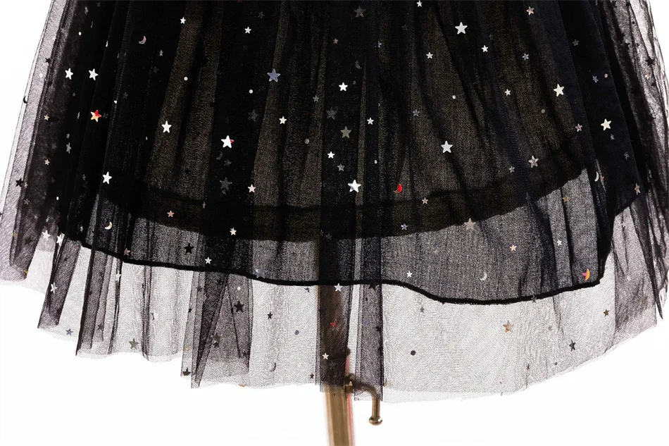 Kinder-Katzenkostüm mit Hut, Pailletten-Netz-Prinzessinnenkleid, Kinder-Bühnenkostüm, Mädchen-Halloween-Karneval-Partykleid – Detail 9