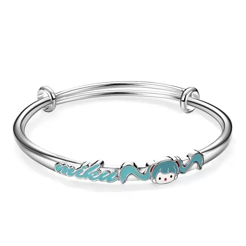 Hatsune Miku Bracelet Woman Cartoon Silver Bracelet Adjustable Cosplay Jewelry Anime Bangle Girl Jewelry Charm Accessories Gift