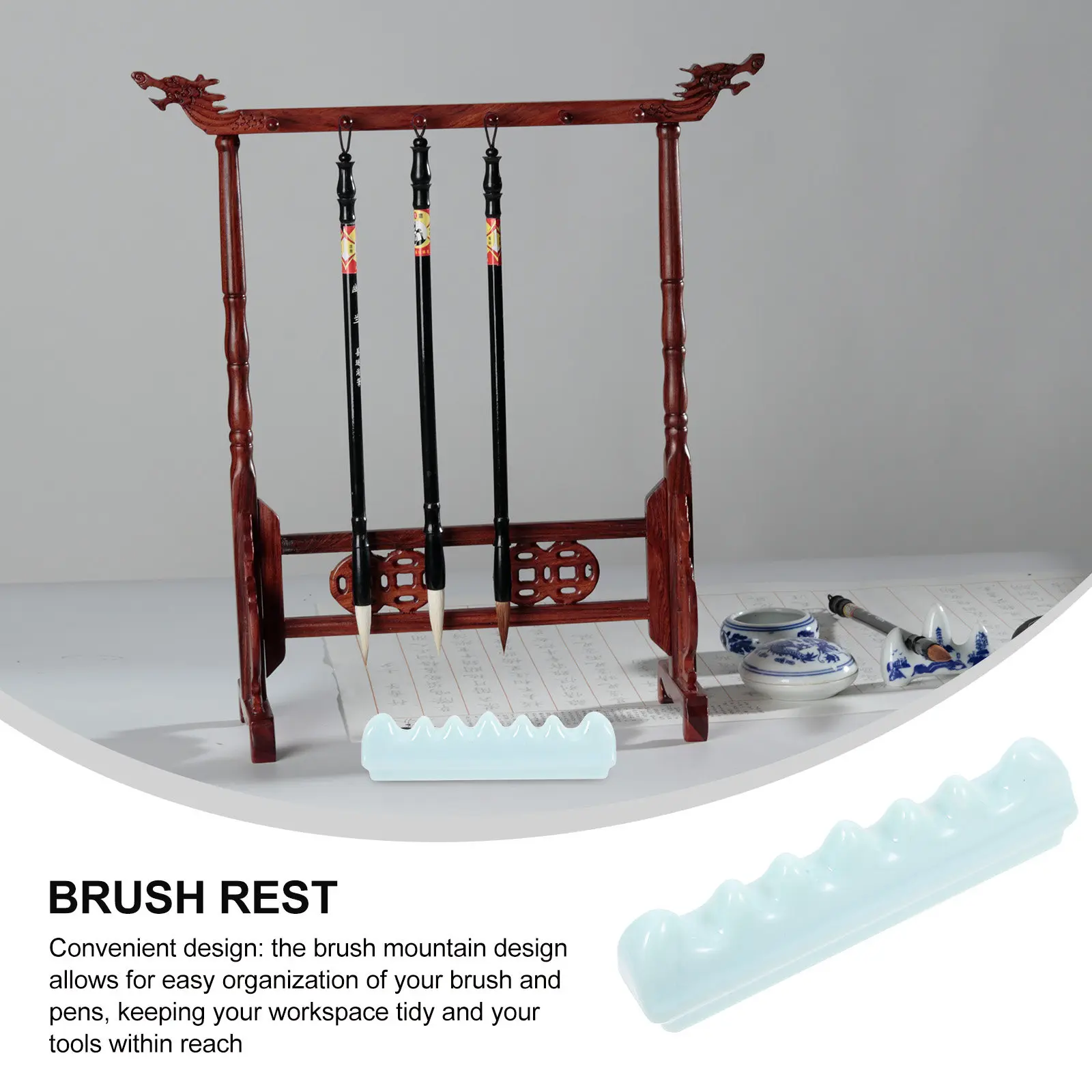 

Элегантная керамическая подставка для кистей нефритово-зеленого цвета, держатель для китайских каллиграфических кистей, органайзер для ручек, декор для рабочего стола, для дома и офиса