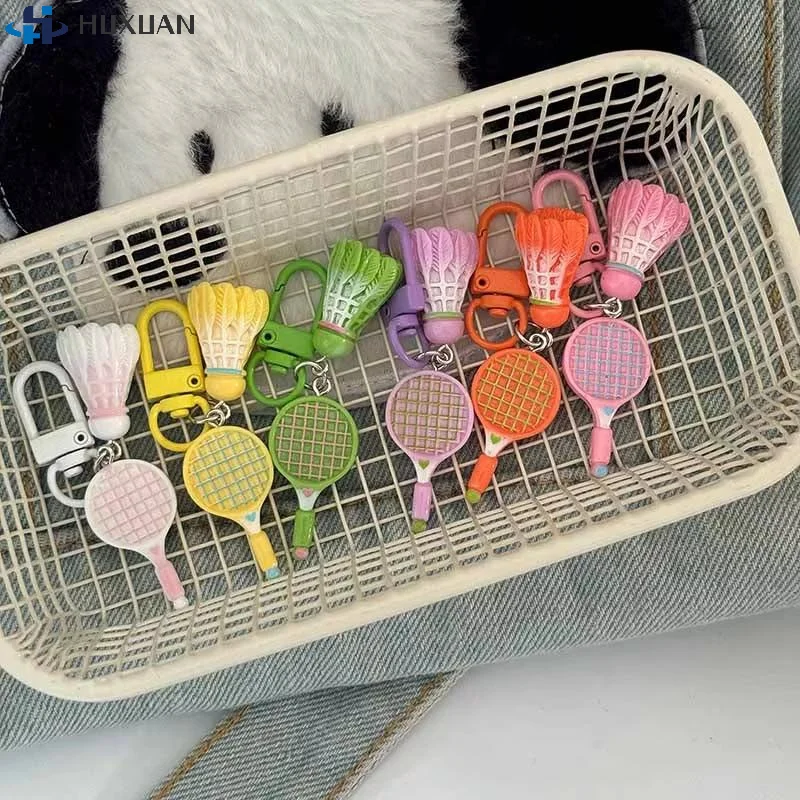 1Pcs Sporty Style Key Ring Simulation Badminton Racket Keychain For Women Men Bag Pendant Souvenir Jewelry Gift