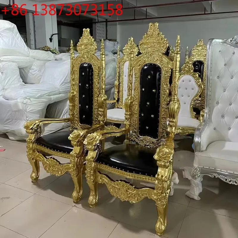 2pcs King Throne Chair High Back Royal Luxury Chair For Groom And Bride High Grade Hotel Furniture Throne Chair