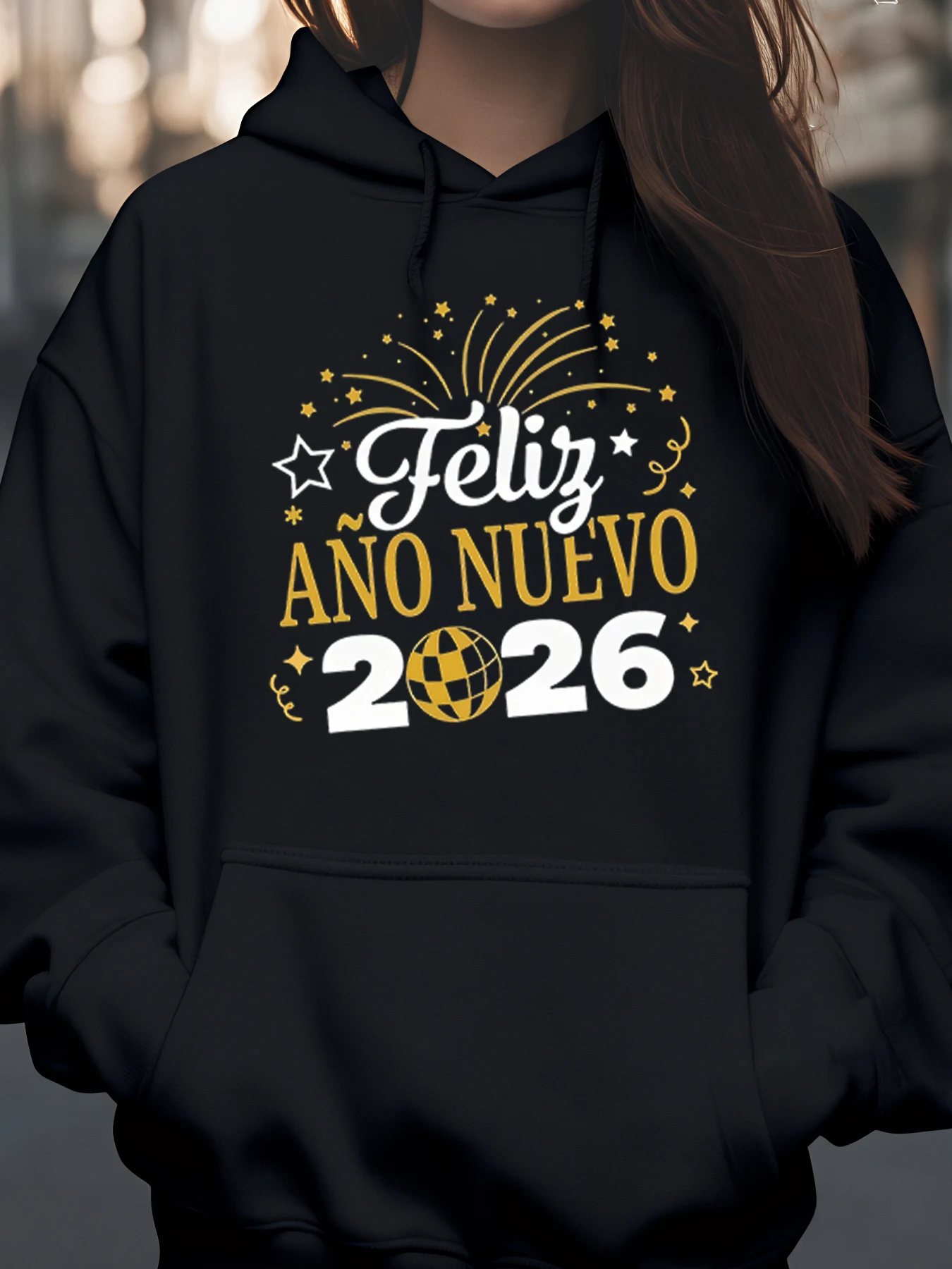 

Толстовка с принтом «С Новым годом 2026» Одежда для празднования Нового года для женщин и мужчин