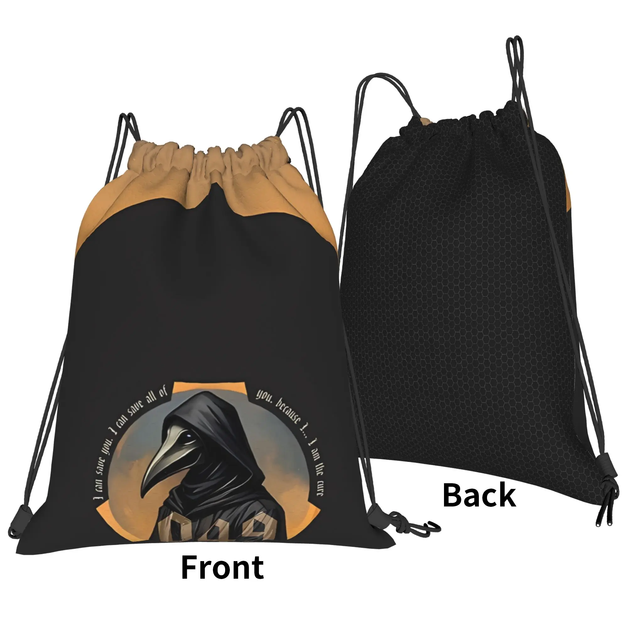 horror aesthetic dark art 049 Plague Doctor SCP Foundation Portable Sports Drawstring Bags Riding Gym Backpack Storage Backpacks