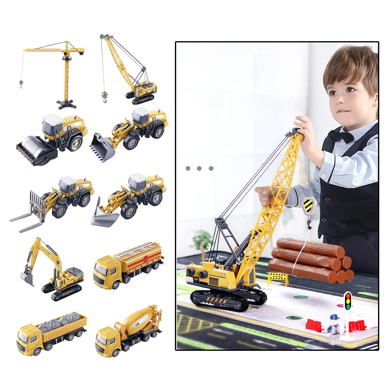 Alloy Construction Trucks Building Vehicles Toys Digger Excavator Kids Gift