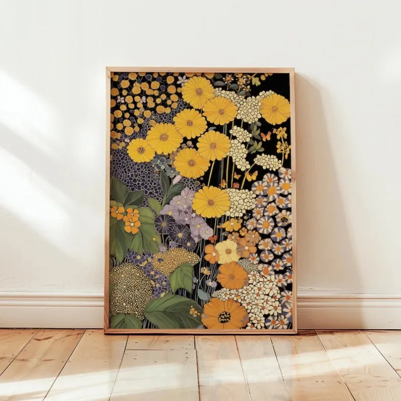 Vintage Botanical Inspired Botanical Poster Japandi Colorful Floral Polka Artwork Canvas Painting Wall Art for Room Home Decor