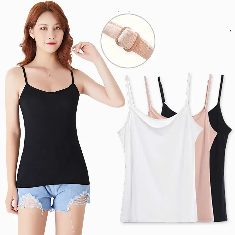 Summer Tank Top Women Casual Camisoles Women's Tops T-shirt Adjustable Strap Cropped Vest Female Camis Fashion Modal Tops