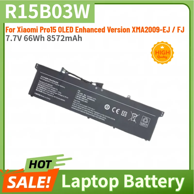 R15B03W High Quality Laptop Battery 7.7V 66Wh 8572mAh for Xiaomi Pro15 OLED Enhanced Version XMA2009-EJ / FJ Replacement Battery