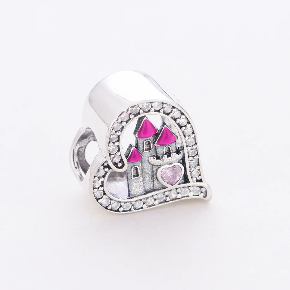 2025 New Design Silver Plated Love Heart Castle Bead Charm Fit Original Pan Bracelet DIY Women Fashoin Style Jewelry Gift