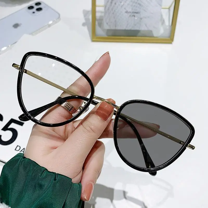 Cat Eye Glasses Frame Myopia Eyeglasses Photochromic Gray Lens Woman Spectacles Luxury Eyewear Shortsighted Glasses