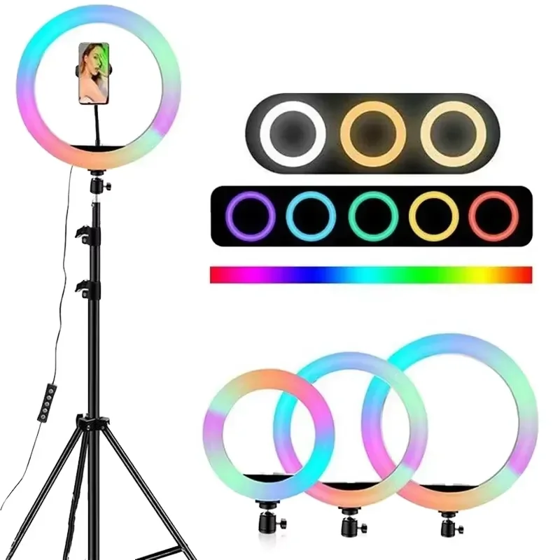 Portable 18 Selfie Fill Light Emitting Diode Ring Light Soft Video Makeup Strap Remote Control 2700k-7000k Photography