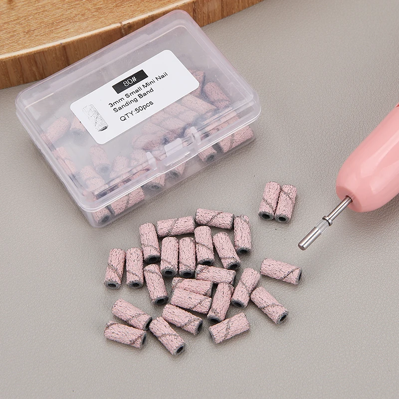 50 Stuks 3Mm Mini Schuurbanden Nail Boren Doorn Elektrische Manicure Accessoires Nagellak Dode Huid Verwijderaar Gereedschap