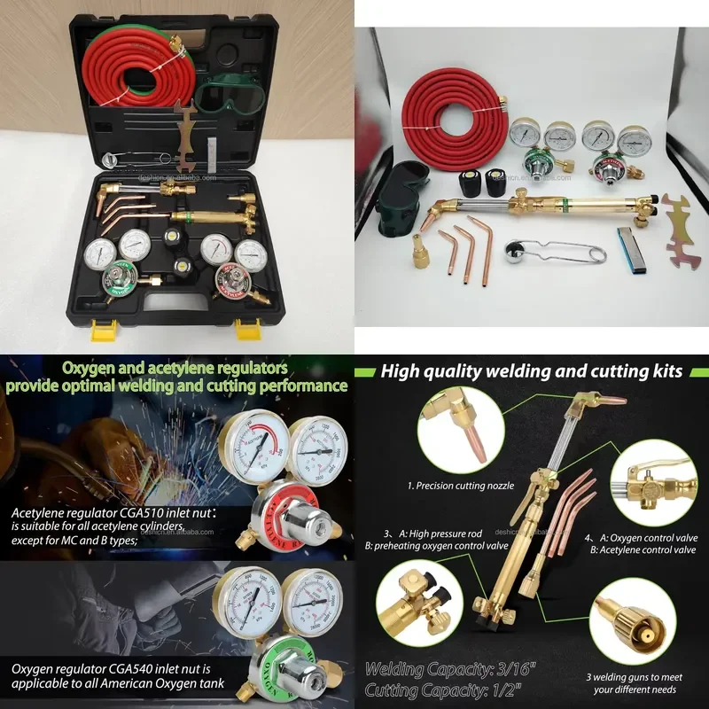 DECC 6290 Acetylene Torch Kit Cutting Welding Kit Portable Oxy Brazing with Check Valves, CGA540 and CGA510