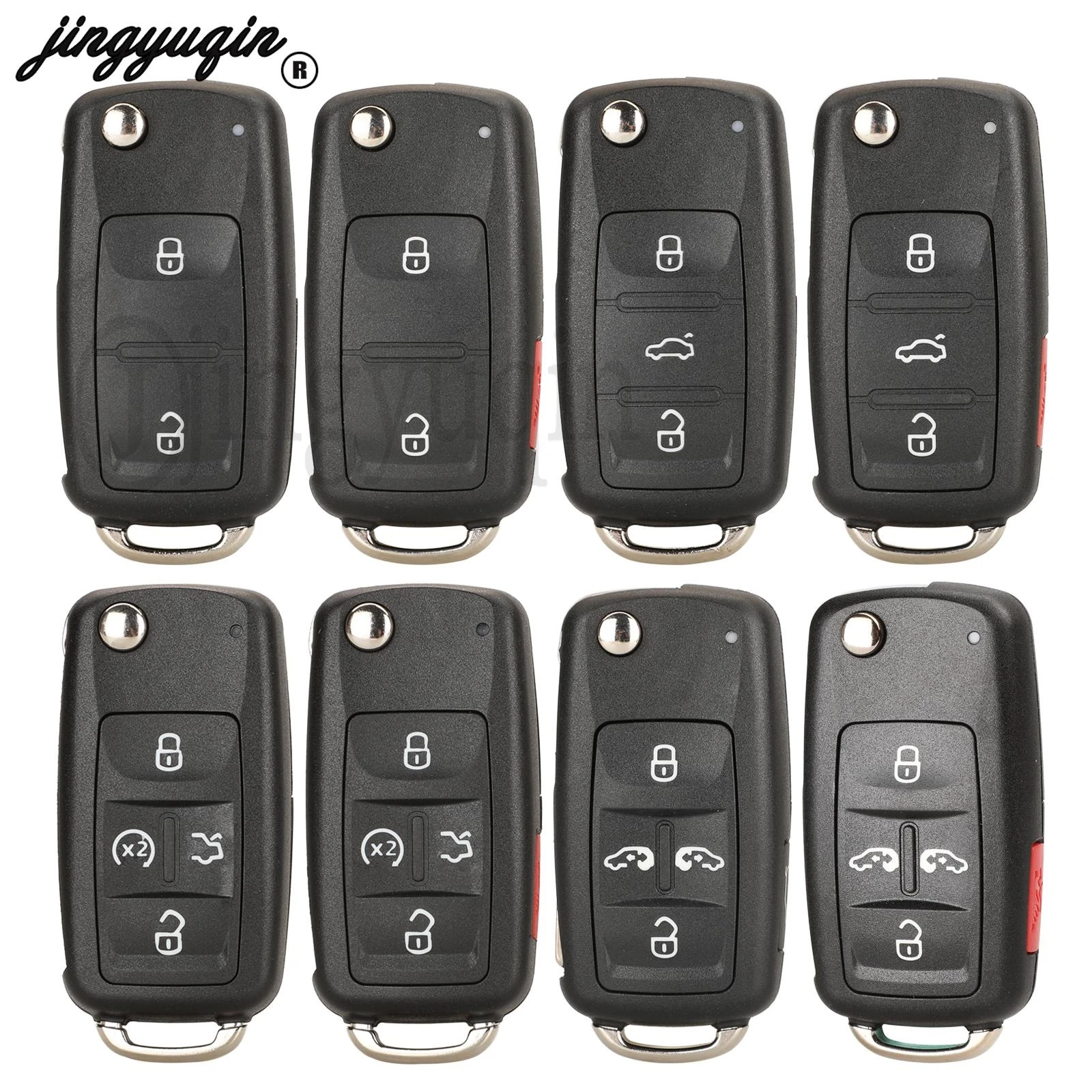 Jingyuqin 2/3/4/5 ปุ่ม Hu66 ใบมีดสําหรับ Vw B5 Golf Seat POLO Passat Tiguan สําหรับ Skoda พับรถ REMOTE Key SHELL Case