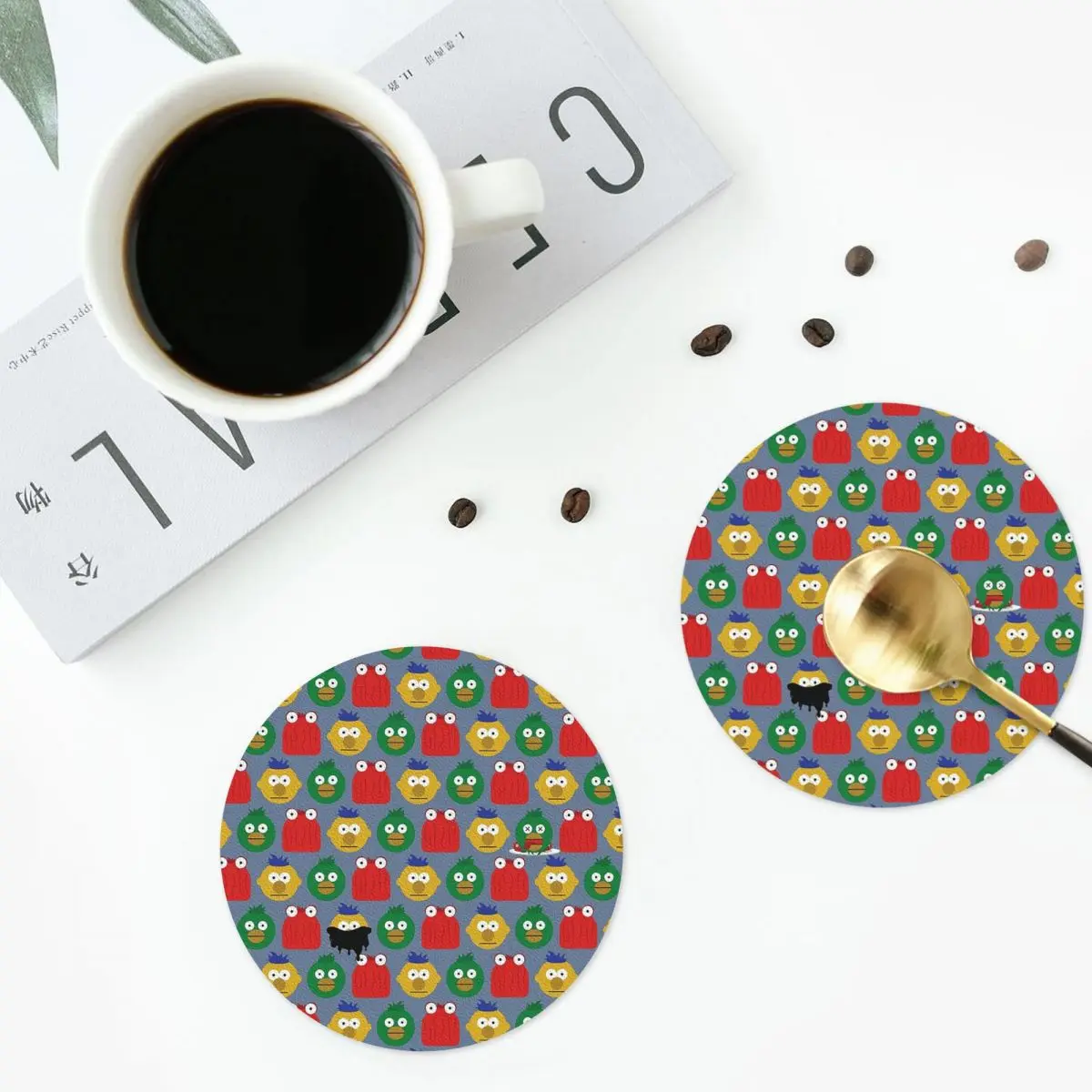 DHMIS Character Pattern Coasters Kitchen Placemats Waterproof Insulation Cup Coffee Mats For Decor Home Tableware Pads Set of 4