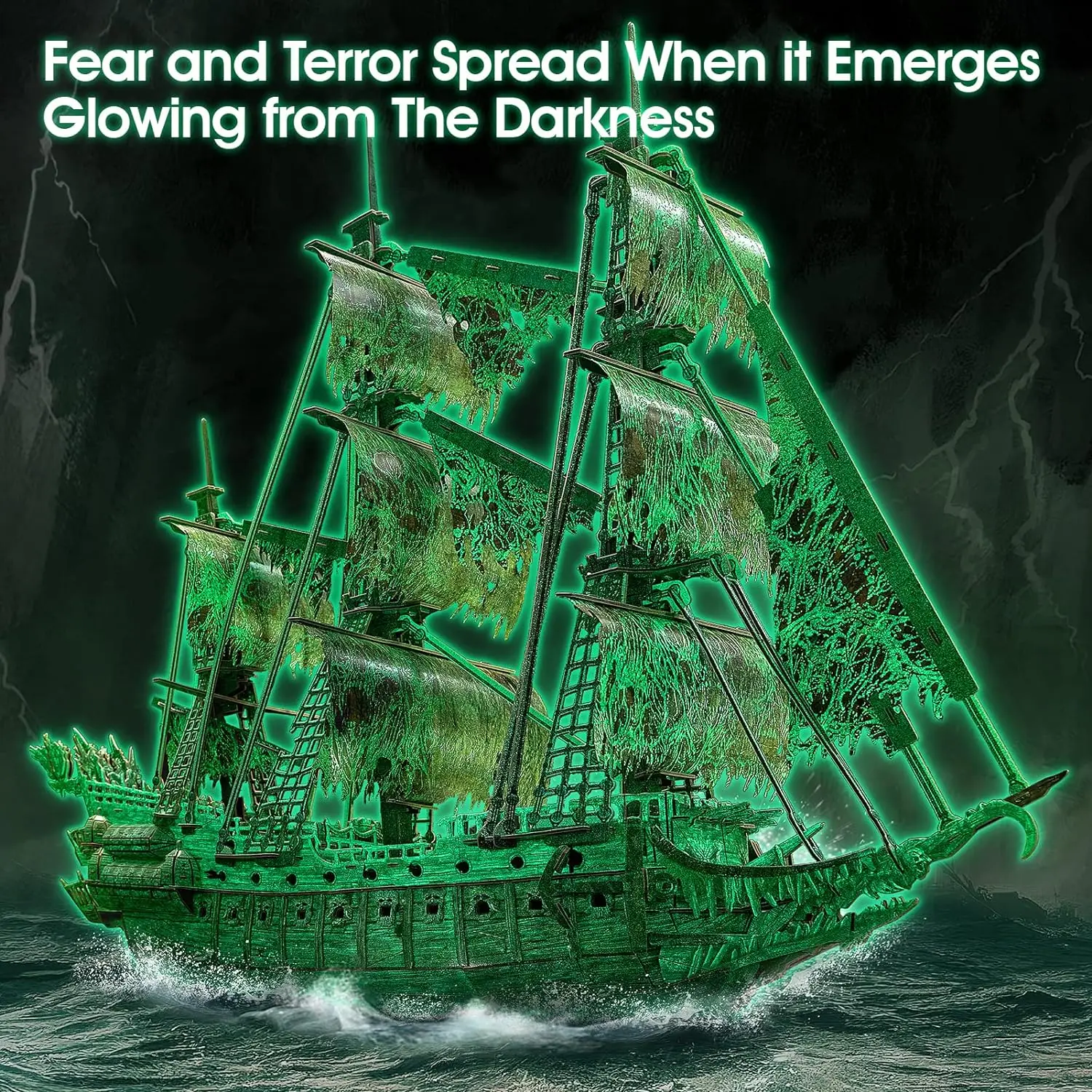 3D Puzzles for Adults Glow in The Dark The Flying Dutchman Luminous Haunted Pirate Ship Arts for Adults Model Kits Ghost Ship