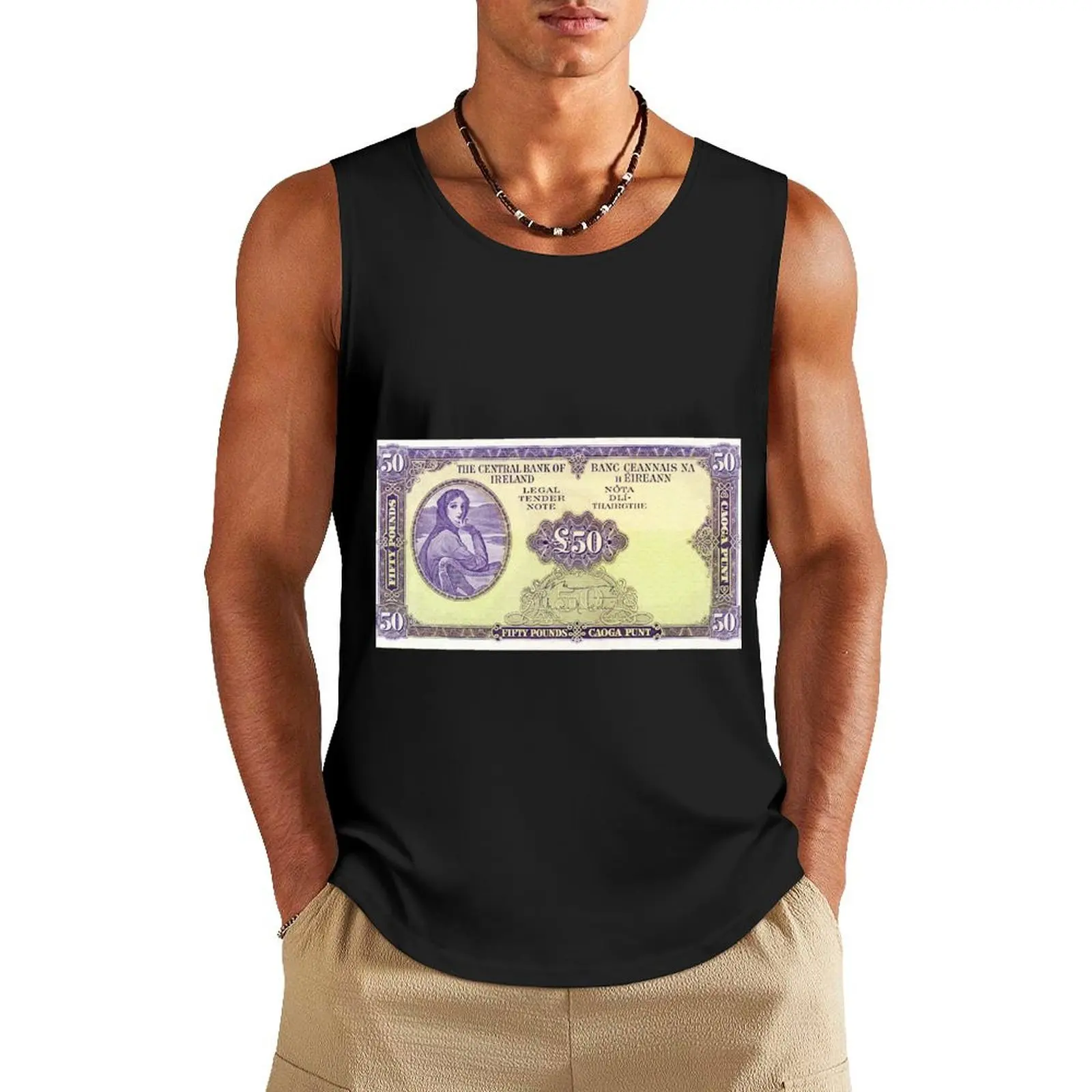 Irish 50 Pound Banknote Tank Top men clothes gym clothes man fitness t-shirt Men's