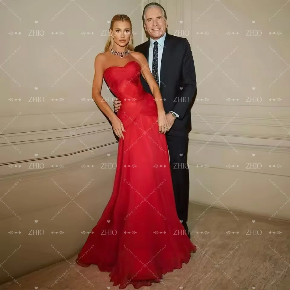 

ZHIO Sexy Red Mermaid Evening Dress Sweetheart Pleat Satin Special Occasion Celebration Prom Gown Custom فساتين سهرة