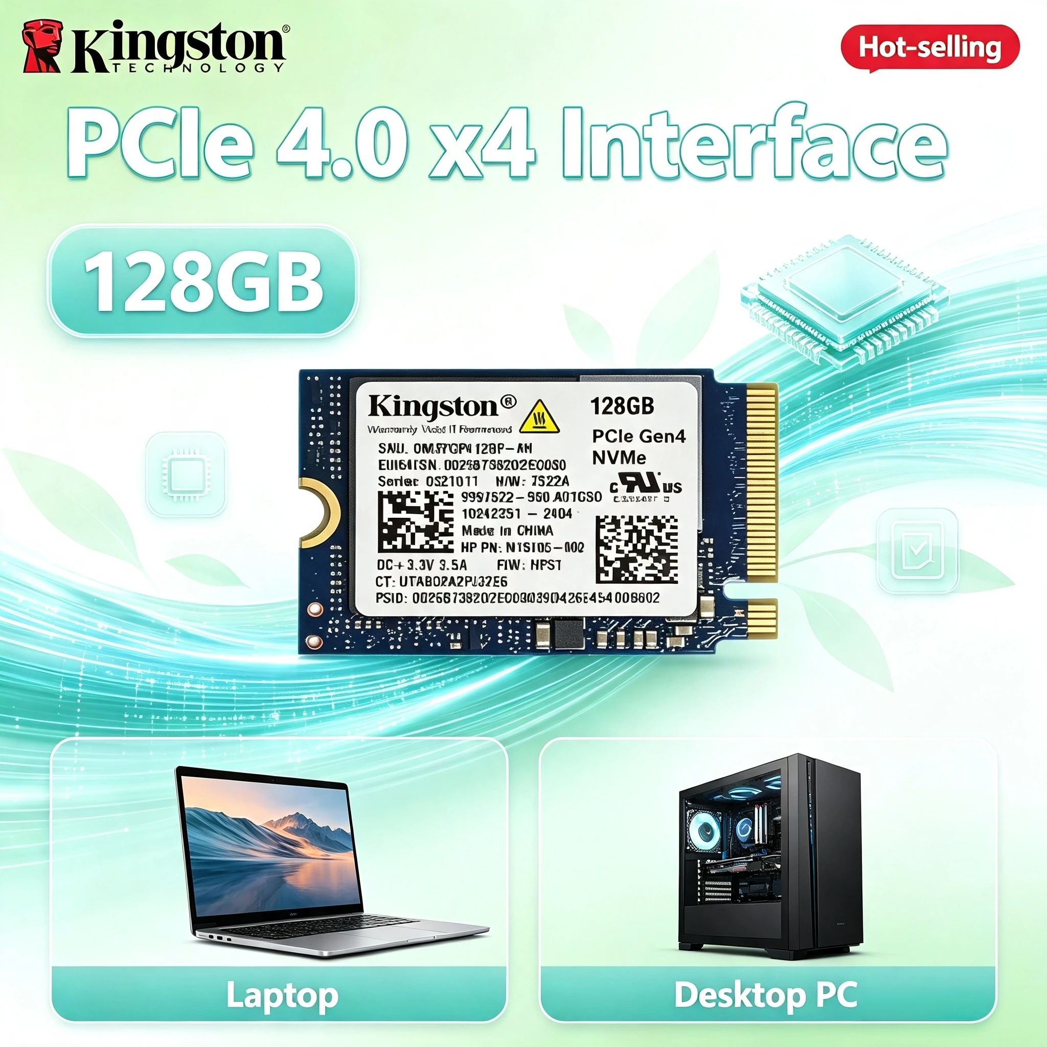 kingston-new-128gb-m2-2230-nvme-pcie-40-oem内蔵ssd-ソリッドステートドライブ-高速-steam-deck、ノートパソコン、pc-proのアップグレードに最適