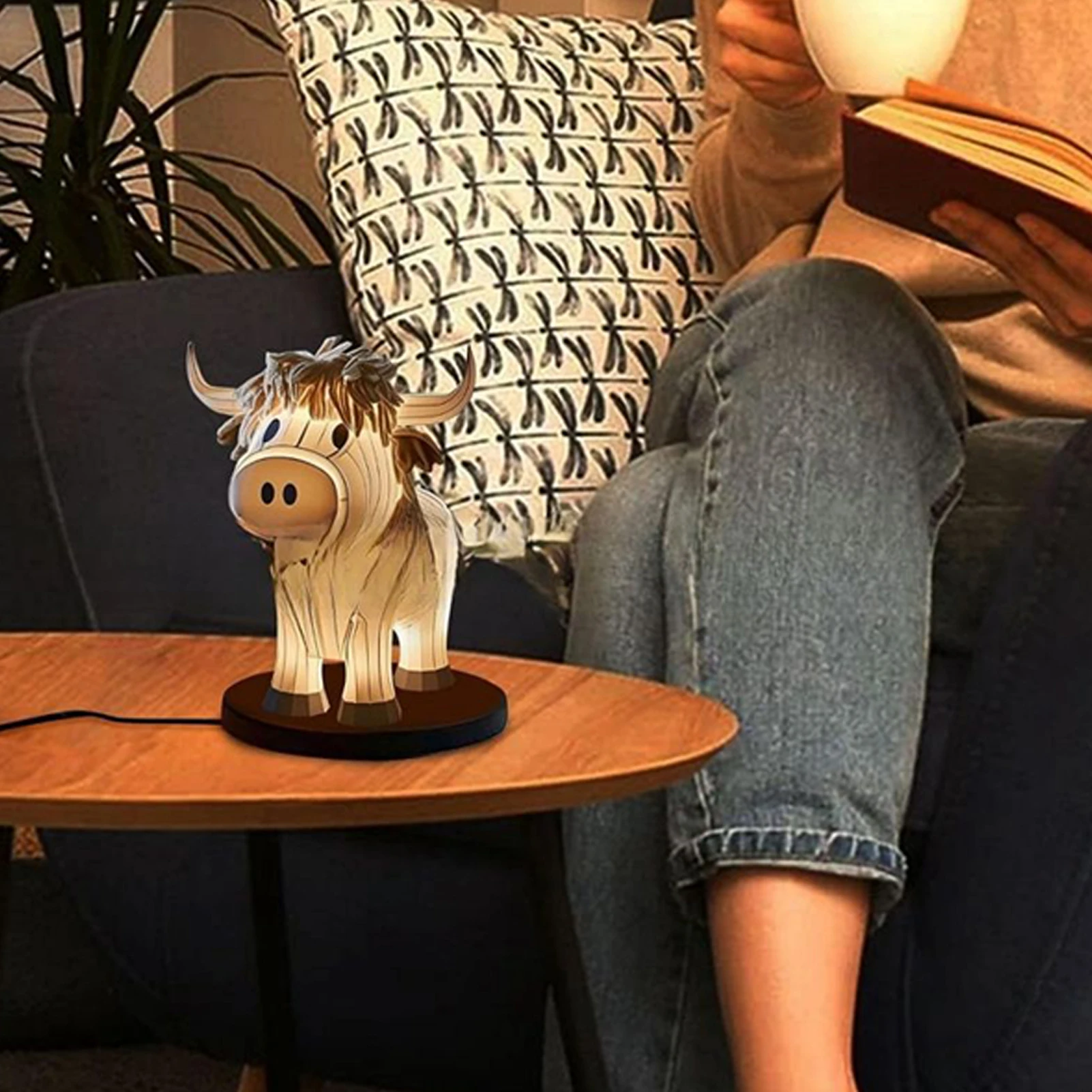 Yak Animal Ornaments Home Bedside Luminous Calf Table Consuming Bull Lamp Home Decoration Crafts