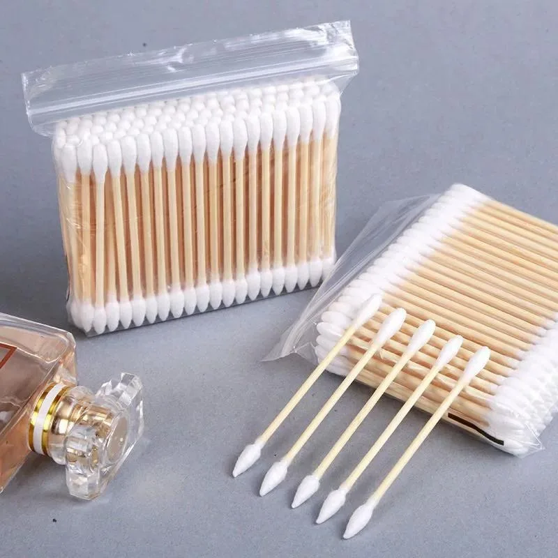 100/300/500 Pcs Double Headed Disposable Cotton Swab Ear Picking Cotton Swab Cotton Pointed Makeup and Hygiene Cotton Swab