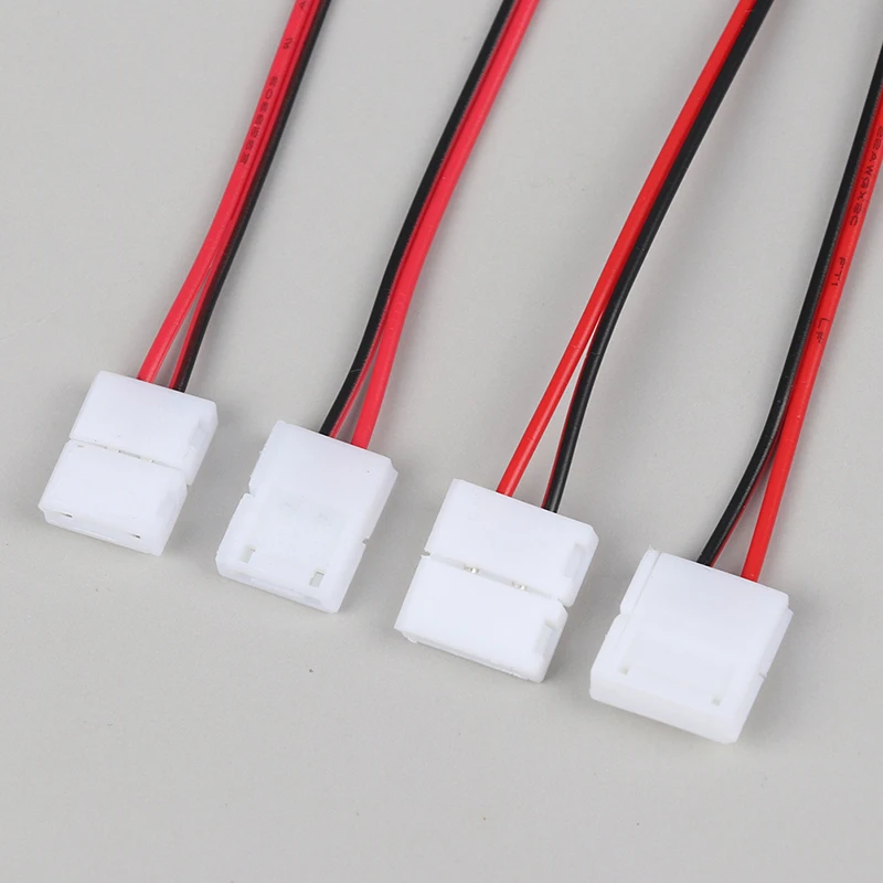 Conector de 2 Pinos para Fitas de LED de 8/10mm, 10 Peças, Clipe de Emenda para Lâmpadas de LED SMD 3528 5050 5630, Conector de Barra de Luzes
