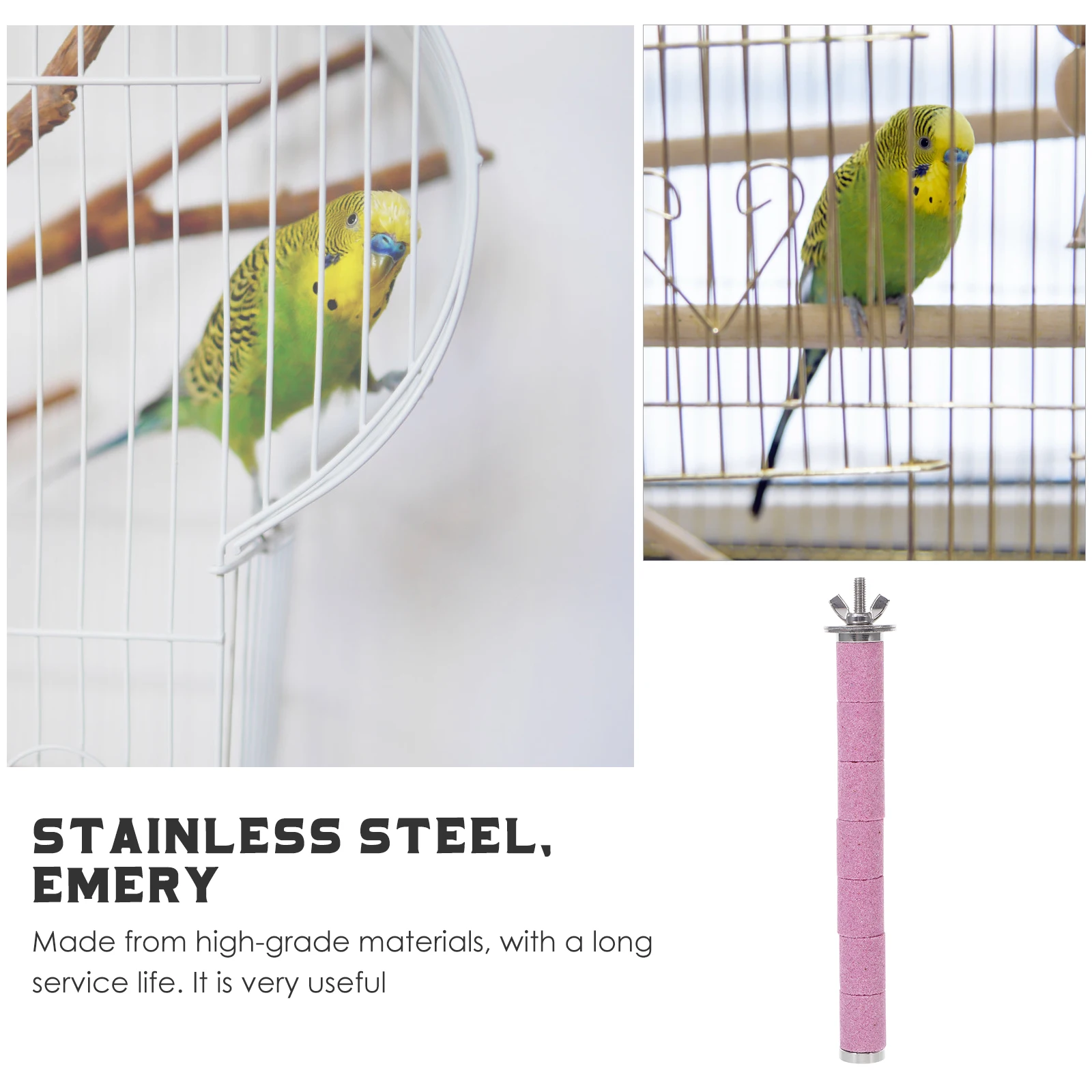 

Stainless Steel Bird Perch Toy for Parrot Scratch Bite Resistant Strong Claw Sharpening Exercise Stand Finch Cage Perch